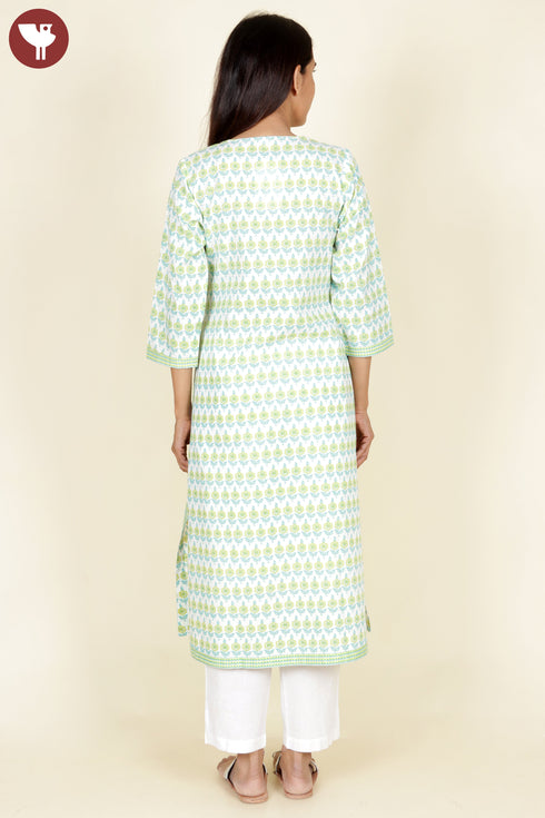 Cambric Cotton Kurta In Floral Print