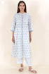Mulmul Cotton Kurta In Floral Block Print