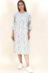 Cambric Cotton Midi Dress With Floral Block Print