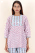 Cambric Cotton Top in Floral Block Print