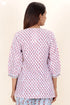 Cambric Cotton Top in Floral Block Print