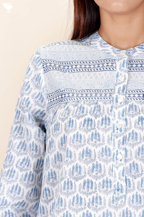 Cambric Cotton Top In Block Print