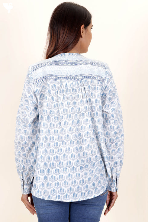 Cambric Cotton Top In Block Print
