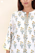 Cambric Cotton Button Down Top In Floral Block Print