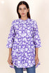 Cambric Cotton Button Down Top In Floral Block Print