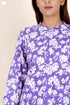 Cambric Cotton Button Down Top In Floral Block Print