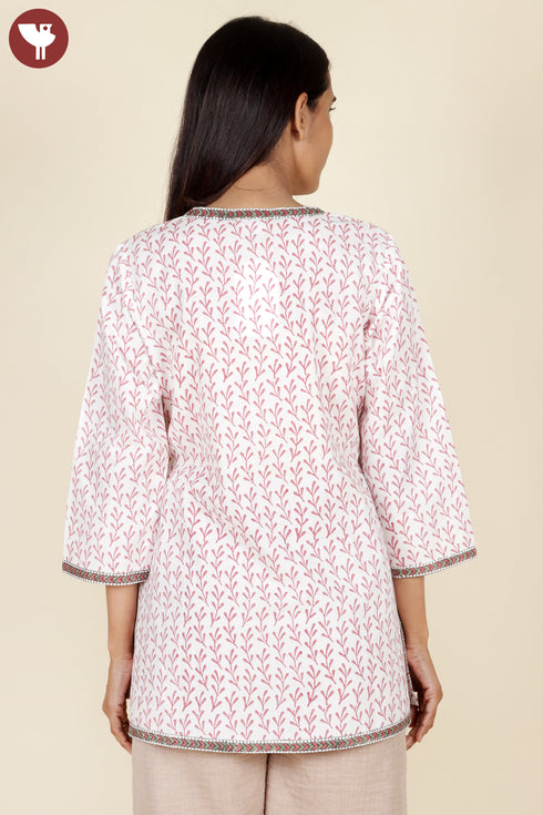 Cambric Cotton Top In Block Print