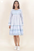Cambric Cotton Short Tiered Dress In Block Print