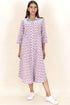Cambric Cotton Dress In Floral Block Print