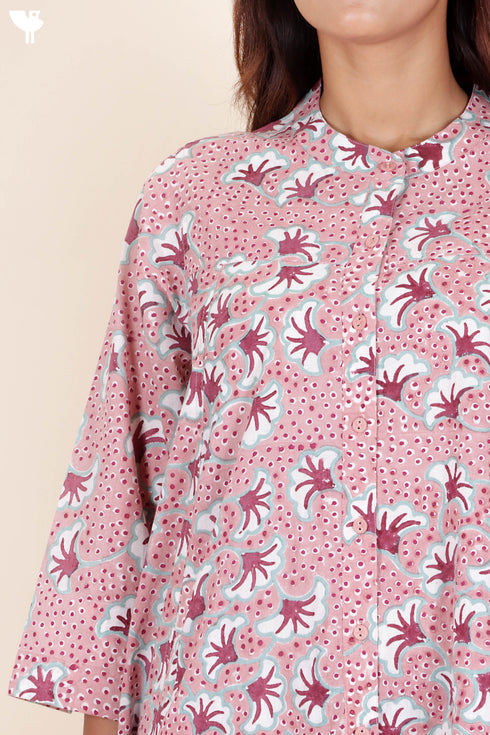 Cambric Cotton Dress In Block Print