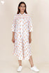 Cambric Cotton Dress In Floral Block Print
