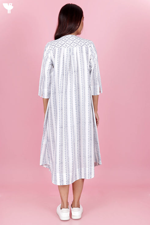 Cambric Cotton Dress In Block Print