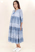 Mulmul Cotton Gathered Dress In Floral Block Print