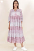 Mulmul Cotton Tiered Dress In Assorted Block Print