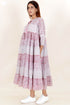 Mulmul Cotton Tiered Dress In Assorted Block Print