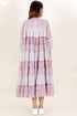 Mulmul Cotton Tiered Dress In Assorted Block Print