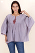 Cambric Cotton Poncho Top In Floral Print