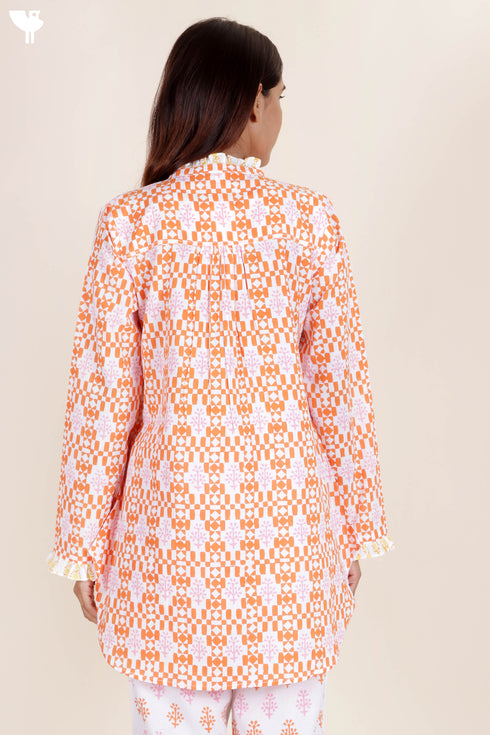 Cambric Cotton Top In Block Print