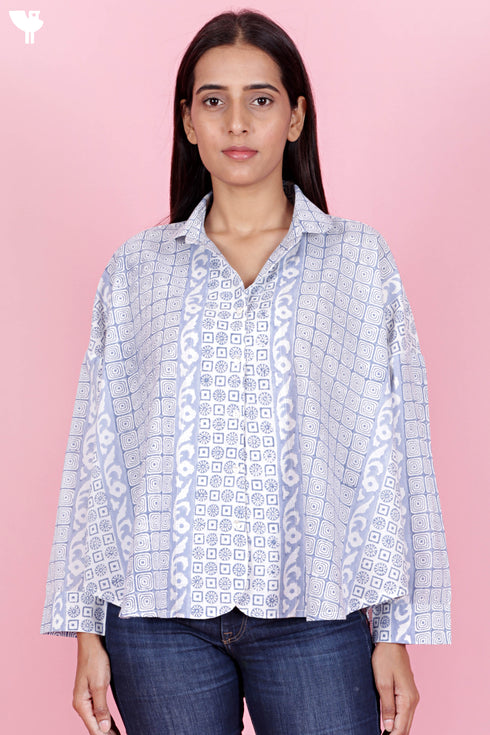 Cambric Cotton Top In Floral Print