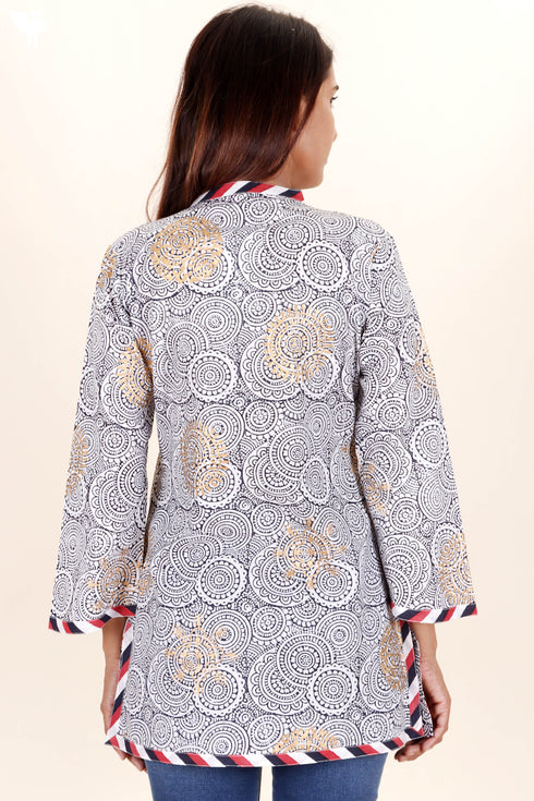 Cambric Cotton Top In Block Print