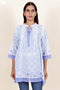 Mulmul Cotton Top In Floral Block Print