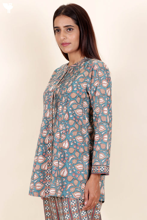 Cambric Cotton Top In Block Print