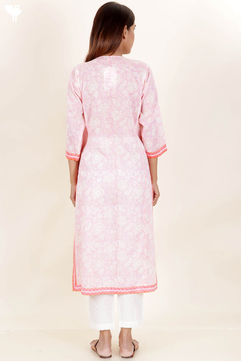 Mulmul Cotton Kurta In Block Print