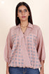 Cotton Silk Wrap Top In Block Print