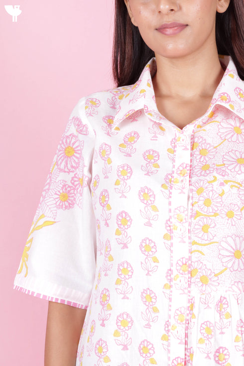 Cambric Cotton Dress In Block Print