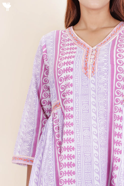 Cambric Cotton Dress In Block Print