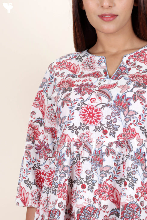 Cambric Cotton Dress With Floral Print