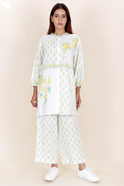 Rayon Co-Ord Set In Block Print