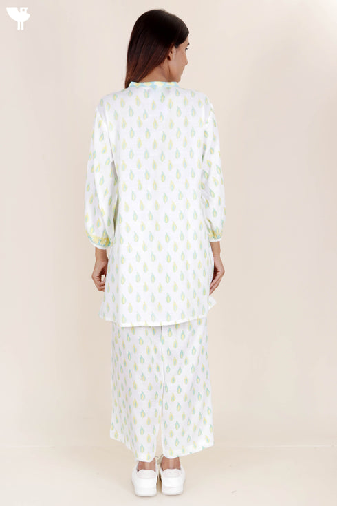 Rayon Co-Ord Set In Block Print