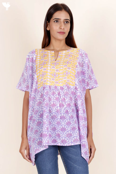 Cambric Cotton Top In Block Print