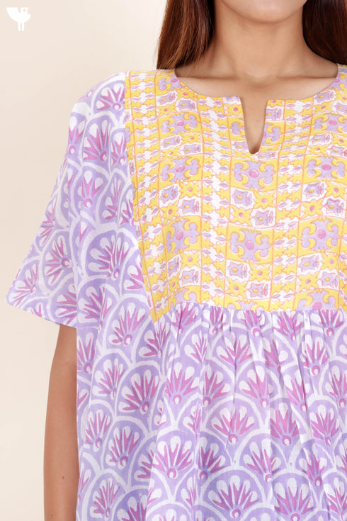 Cambric Cotton Top In Block Print