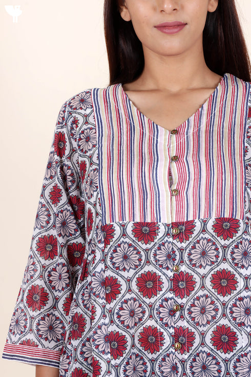 Mulmul Cotton Dress In Floral Print