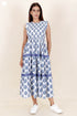 Cambric Cotton Sleeveless Dress With Block Print