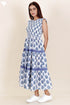 Cambric Cotton Sleeveless Dress With Block Print