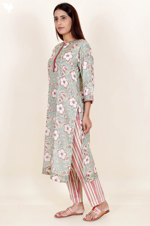 Chanderi Silk Kurta InBlock Print