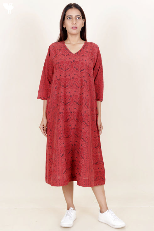 Khaadi Cotton Dress in Paisley Block Print
