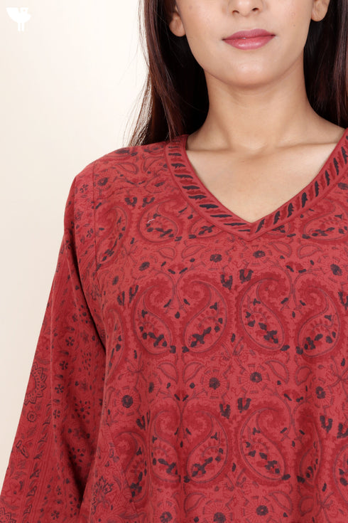 Khaadi Cotton Dress in Paisley Block Print