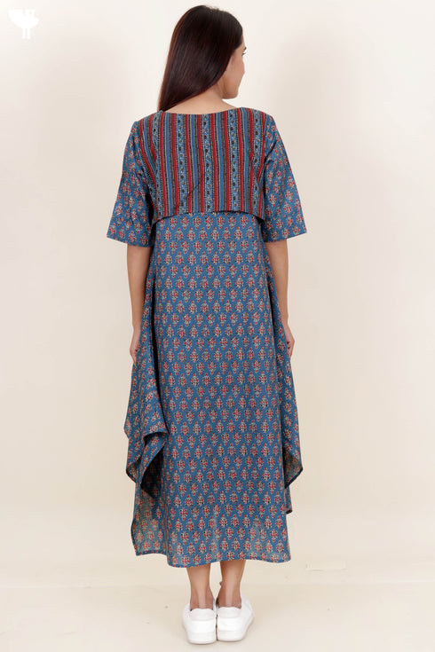Cambric Cotton Handkerchief Dress In Block Print