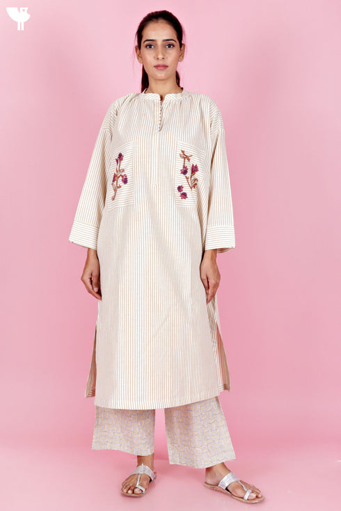 Khaadi Cotton Kurta with Embroidery