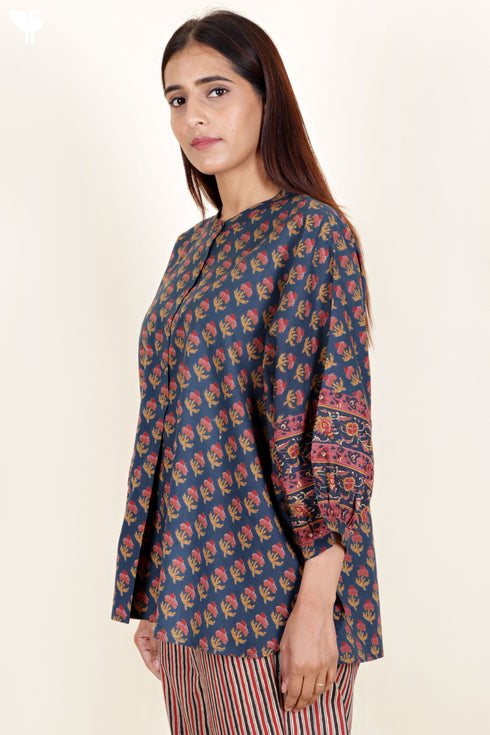 Cambric Cotton Top In Block Print