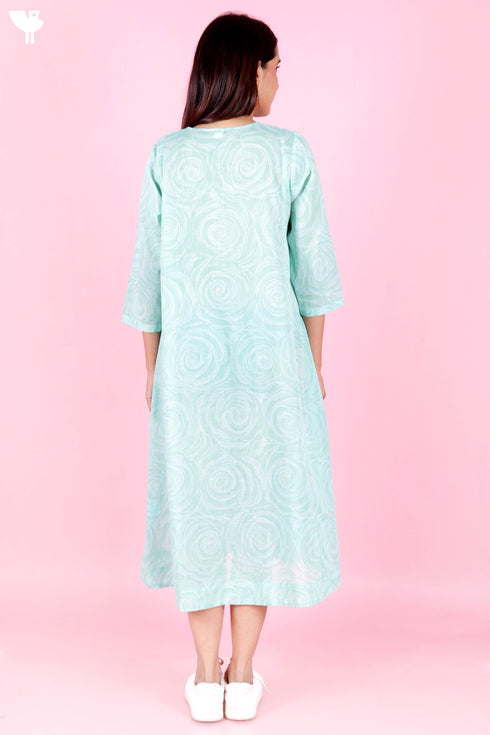 Mulmul Cotton Dress In Block Print