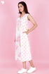 Cambric Cotton Sleeveless Dress In Floral Block Print