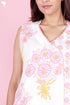 Cambric Cotton Sleeveless Dress In Floral Block Print