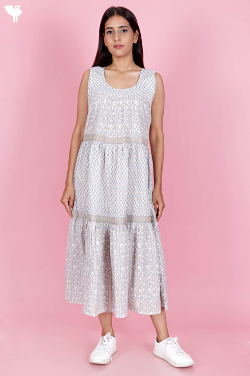 Cambric Cotton Dress In Floral Print