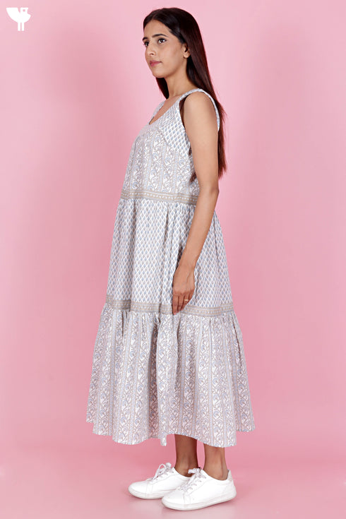 Cambric Cotton Dress In Floral Print