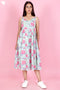 Mulmul Cotton Dress In Floral Block Print